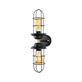 Opviq Mahoni - 13207 Lámpara de pared industrial negro y dorado